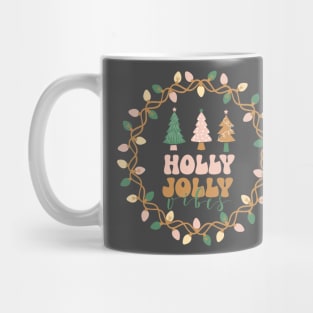 Holly Jolly Vibes Retro Boho Christmas Mug